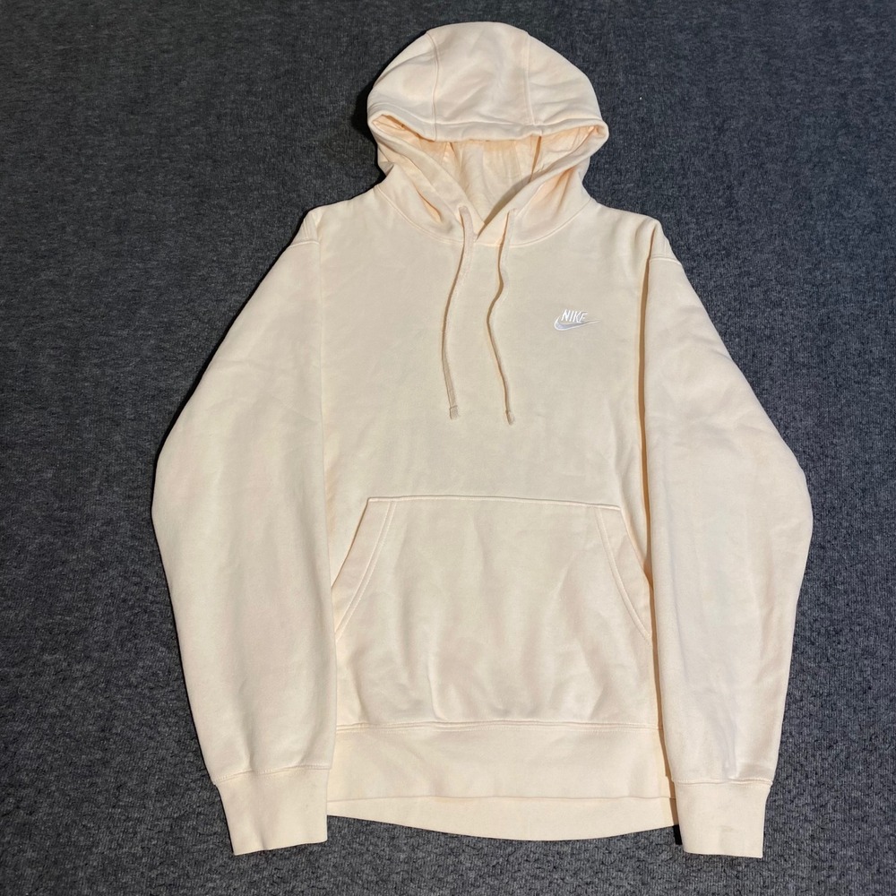 Nike Sportswear Club Fleece Hoodie Peach Cream Embroidered Logo Small BV2654